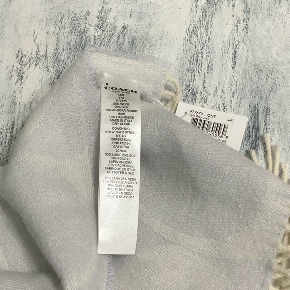 Coach Signature C Silk Wool Angora Cashmere Blend Muffler Scarf - Picture 3 of 5